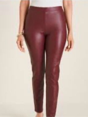 🎉Chico’s Black Label Faux Leather Brigitte Cropped Pants Burgundy 14R